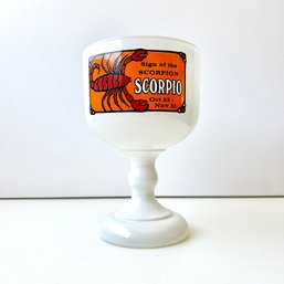 Vintage 1970s ZODIAC GOBLET Scorpio Goblet White Glass