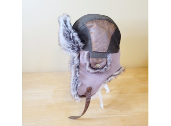 Aviation Style Hat With Ear Flaps And Chin Strap