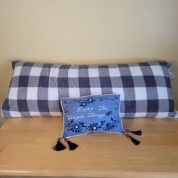 Reversible Body Pillow And Blue Accent Pillow