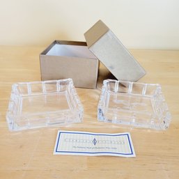 Sterling Cut Glass Set Of 2 Ashtrays