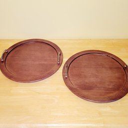Set Of 2 Wooden Serving Trays By Tree Plus