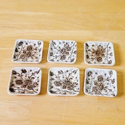 Set Of 6 Square Ceramic Butter Pad Dishes
