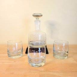 Clipper Ship Hand Cut Whiskey Glasses And Pitcher
