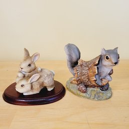 Homco Squirrel And Rabbit Sculptures