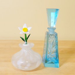 Vintage Glass Perfume Bottles. Clear And Blue