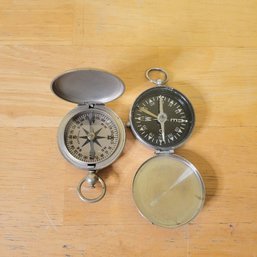 Set Of 2 Vintage Compasses - Wittnauer And Other