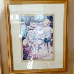 Framed Little Girl And Boy Print (Dining Room)