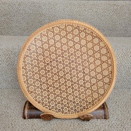 Woven Wicker Plate On Wooden Stand (Dining Room)