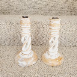 Painted Wood Candle Stick Holders (Dining Room)