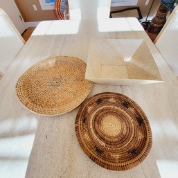 2 Wicker Pads And Wicker Bowl (Dining Room)