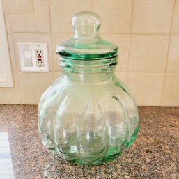 Green Glass Cookie Jar (Kitchen)