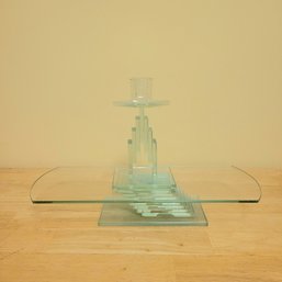 Art Deco 2 Piece Glass Candle Holder