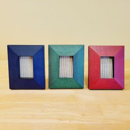 Set Of 3 Small Colorful Wooden Frames