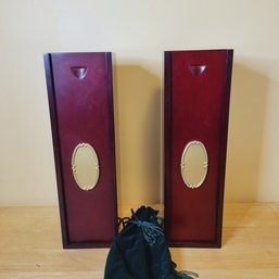 Set Of 2 Wooden Wine Boxes In Cherry Finish