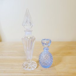 Clear And Blue Glass Perfume Bottles