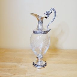 Stunning Silver Plated Dragon Glass Pitcher From Italy