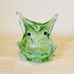 Cristalleria D'Arte Murano Art Glass Green Octopus? Monster? Paper Weight/vase