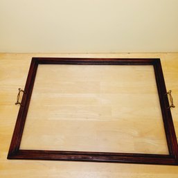 Antique Wood And Glass Bultlers Tray