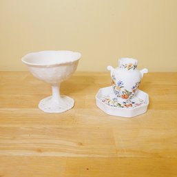 Ansley Country Garden Ceramic Pieces And Cream Colored Ice Cream Dish