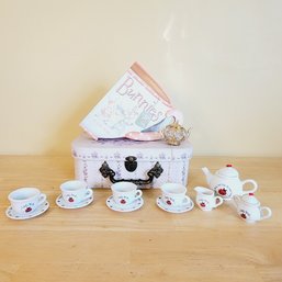 Schilling Lady Bug Tea Set, Bunnies For Tea Book, Ornament And Case