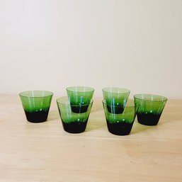 Set Of 6 Vintage Green Depression Glass Dessert Cups