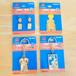 Looney Tunes Characters Earrings, Keychains And Bookmark