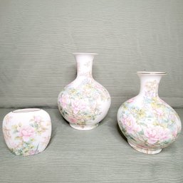 Beautiful Set Of 3 Shibata Vases Japan
