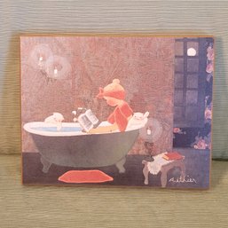 Diane Ethier Canadian Artist Quilt Art Plaque Bathtime