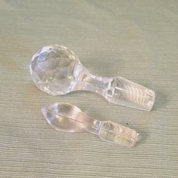 Set Of 2 Cut Glass Decanter Toppers