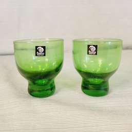 Set Of 2 Green Glass Sake Glasses