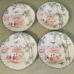 Set Of 4 Hand Painted Japanese Plates