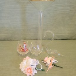 Glass Swan Vase, Tall Novelty Glass, Faux Flowers And More