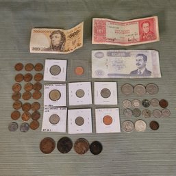 Vintage Coins And Bills Foreign And American
