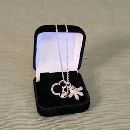 Mickey Mouse Necklace With Sterling Mouse Ears And Hand