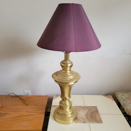 Brass Lamp Purple Shade (Downstairs Bedroom)