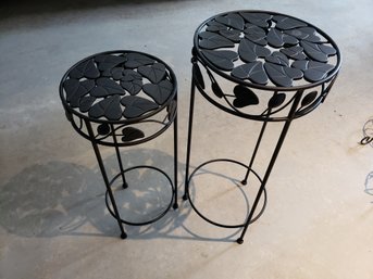 Pair Of Ivy Motif Plant Stands