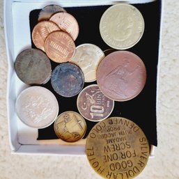 Small Lot Foreign And Domestic Coins And Tokens (Master Bedroom)