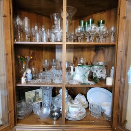 Clear Glass And Crystal 3 Shelves Full (Dining Room)