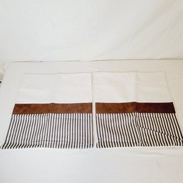 Brown Stripe Leather Accent Pillow Covers