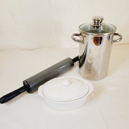 Asparagus Cooker, Rolling Pin And Crock