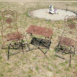 Vintage Metal Chairs And Table Set