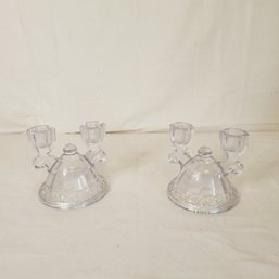 Vintage Double Sided Glass Candle Holders