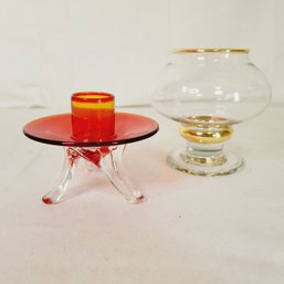 Hand Blown Glass Candle Holders