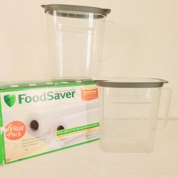 Set Of 2 Rubbermaid Pitchers And Food Saver Storage Bags