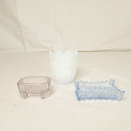 Crystal Salt Cellars And Mini Milk Glass Votive Holder