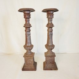 Antique Cast Iron Candle Holders