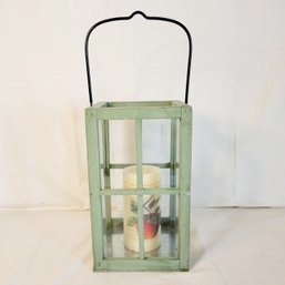 Wooden Box Lantern With Candle