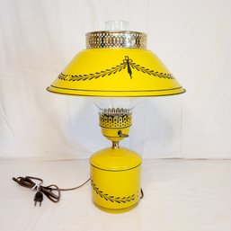 Vintage Underwriters Laboratory Mustard Colored Tin Hurricane Lamp