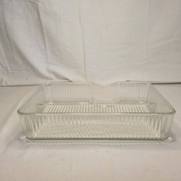 1940's Refrigerator Glass Dish With Indent For Pipe