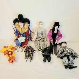 Porcelain Clown And Theatrical Dolls